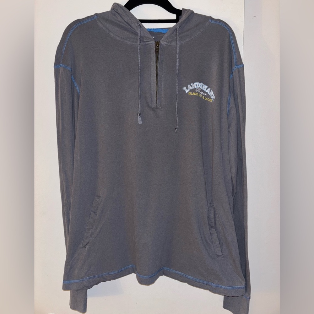 Gray Landshark Lager half-zip Pullover Hoodie